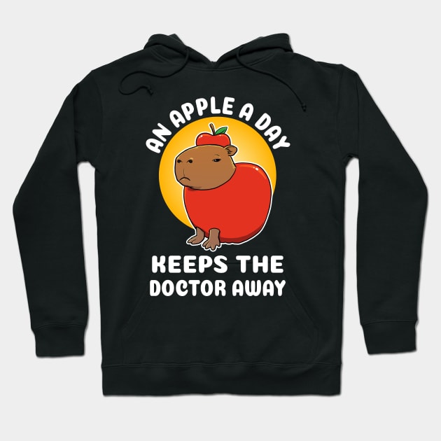 An apple a day keeps the doctor away Capybara cartoon Hoodie by capydays